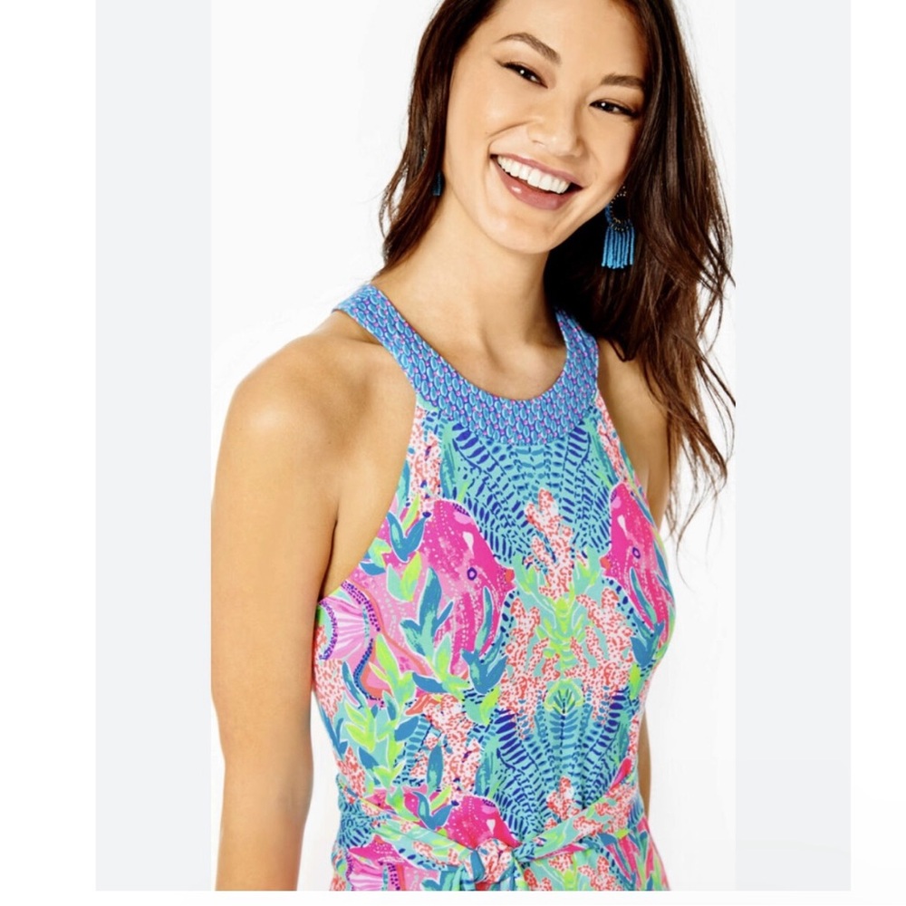 Lilly Pulitzer Monterrey Maxi Knit Dress Multi Reeflections Tropical Blue/Pink M - Picture 7 of 14